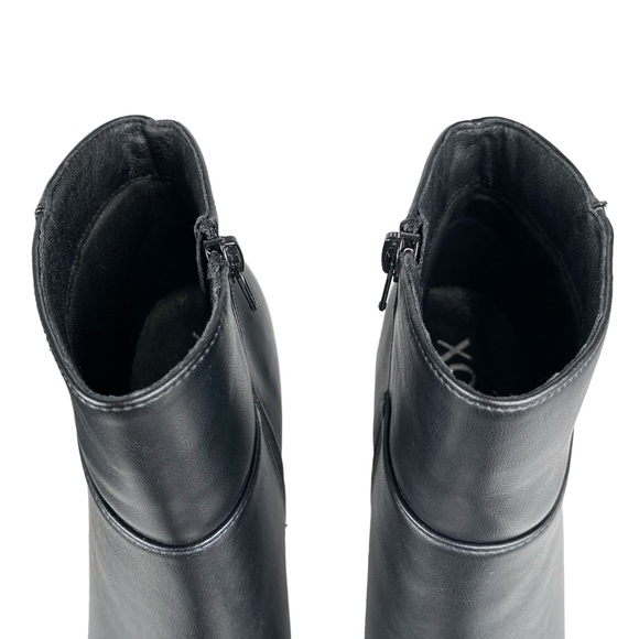 XOXO Women's Fedela Block Heel Black Ankle Boot Pointed Toe Faux Leather Booties - Picture 5 of 9